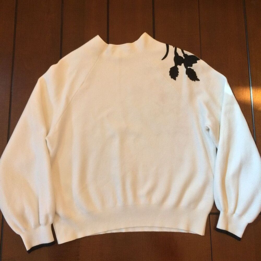Anthropologie the Beatriz mock neck sweater white black large viscose blend - Picture 5 of 9